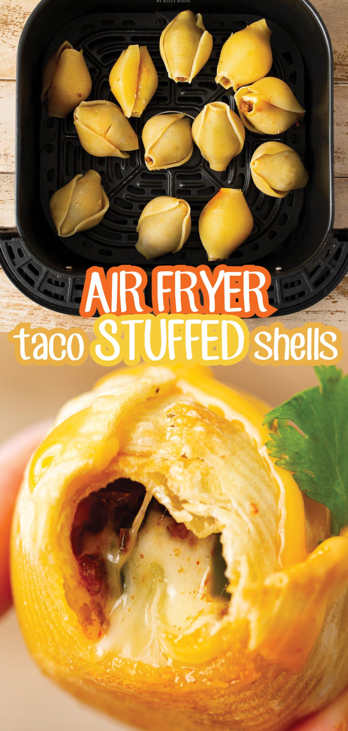 Air Fryer Taco Stuffed Shells recipe features seasoned ground beef and ooey-gooey cheese melted inside of slightly crisp air-fried shells. If you don’t have an air fryer, I’ll explain how to bake them in the oven. 