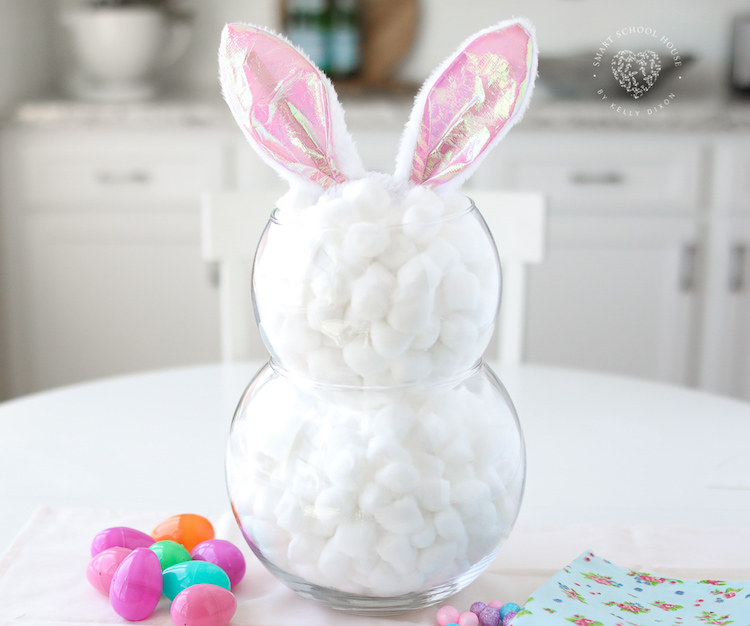 An Easter Fish Bowl Bunny is simply cuteness overload! Designed by stacking fish bowls filled with soft and fluffy cotton balls