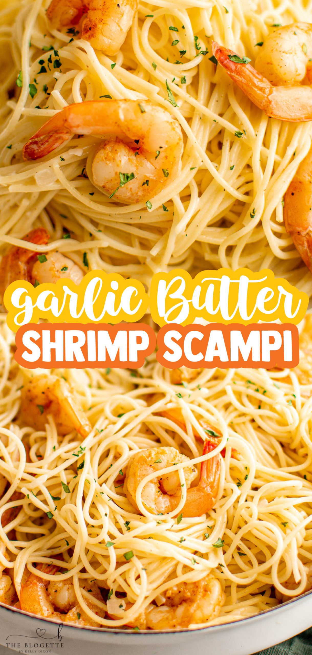 Garlic Butter Shrimp Scampi Pasta is large, juicy shrimp in garlic butter tossed in a creamy pasta. 