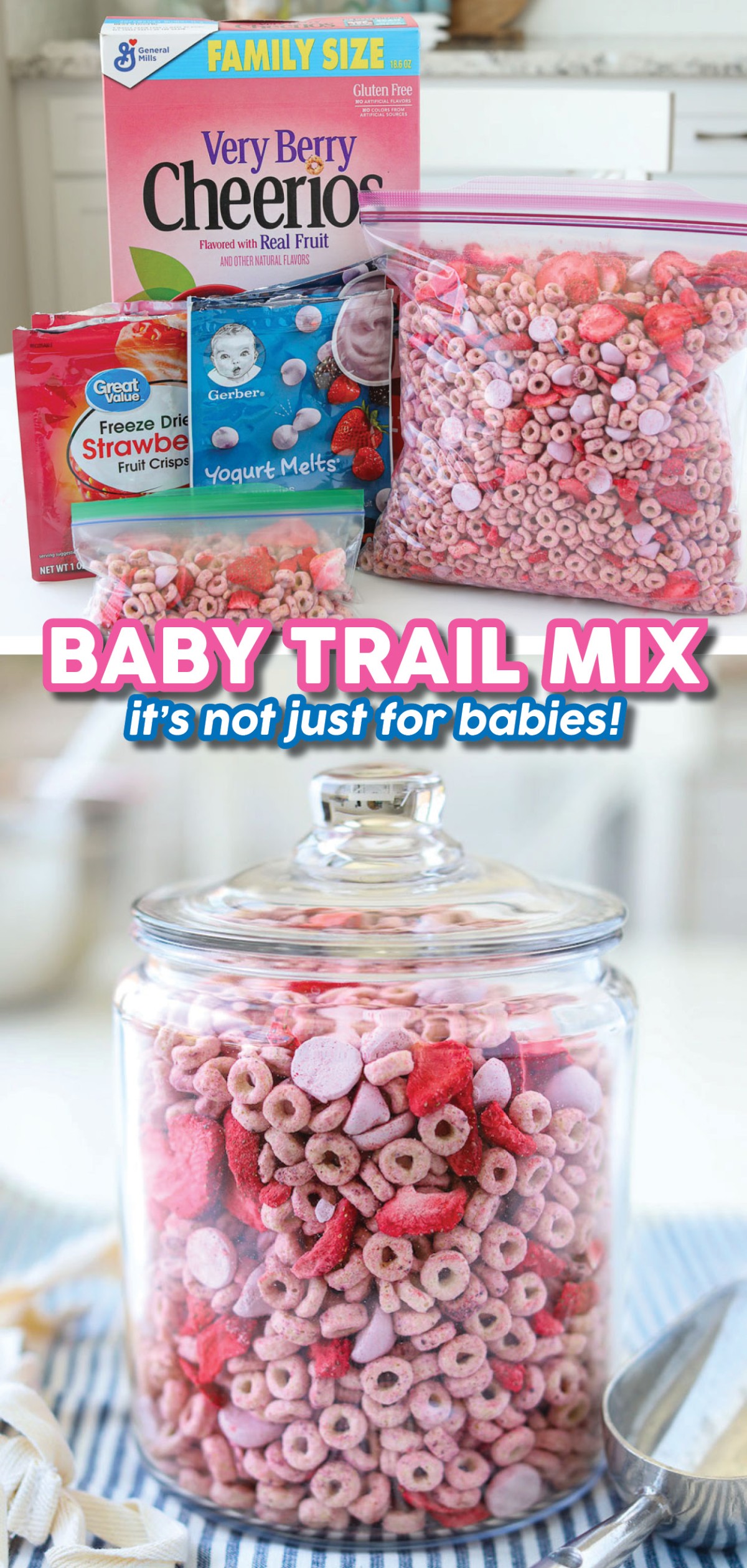 Baby Trail Mix isn't just for babies! For babies, as well as toddlers, big kids…. pretty much anyone because it’s DELICIOUS!