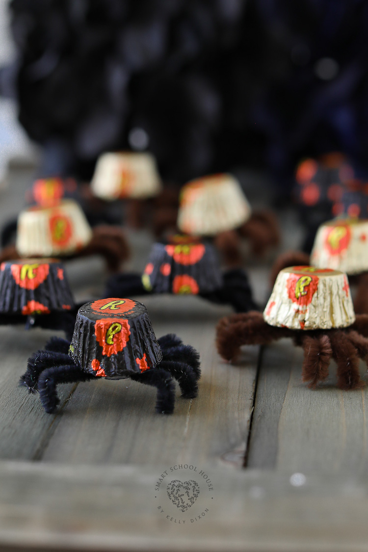 Peanut Butter Cup Spiders are a cute and easy Halloween craft idea that will put a smile on everyone's face! These spooky spiders are easy to make and oh so fun to share with friends this October.