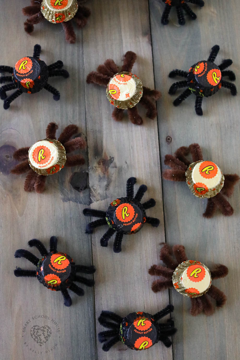 Peanut Butter Cup Spiders are a cute and easy Halloween craft idea that will put a smile on everyone's face! These spooky spiders are easy to make and oh so fun to share with friends this October.