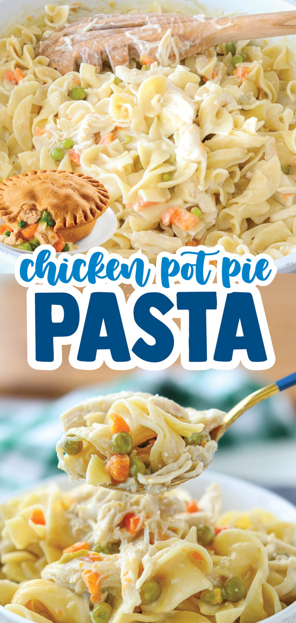 Chicken Pot Pie Pasta is a classic chicken pot pie turned into an easy-to-make flavorful pasta dish! Creamy, flavorful, and filling! 