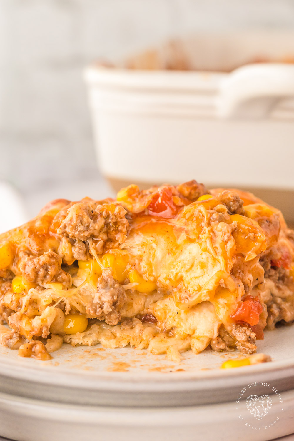 Enchilada Casserole is a comforting shortcut recipe for classic enchiladas featuring ground beef, enchilada sauce, and lots of melted cheese.