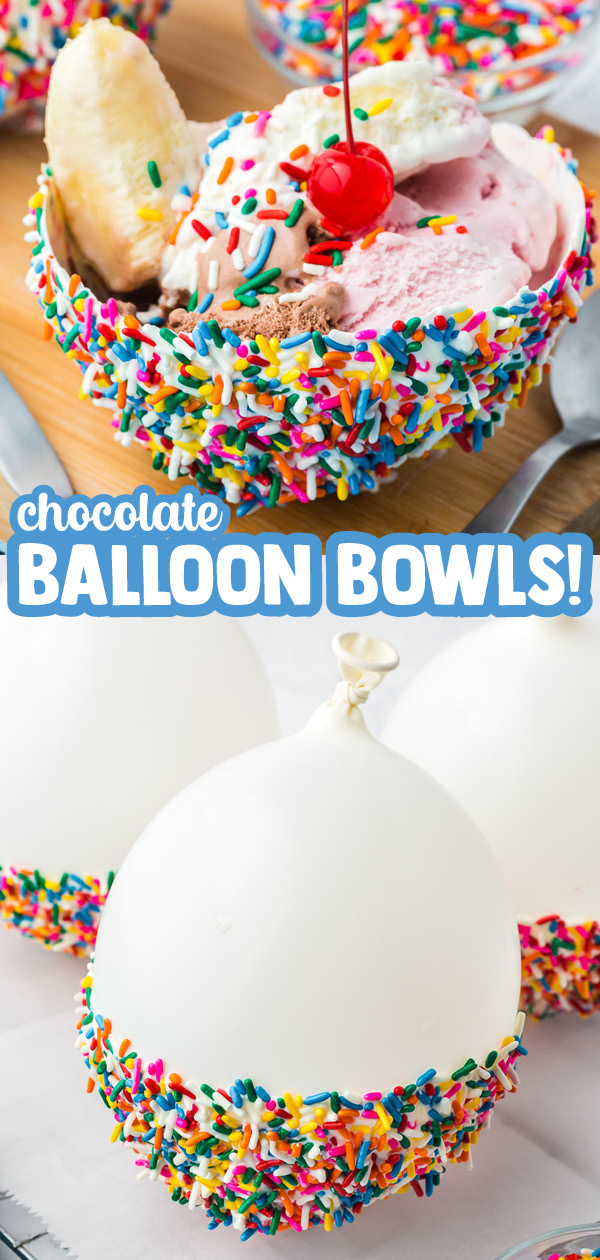 Chocolate Balloon Bowls with ice cream! Get the kids involved with this treat because they are just as fun to make as they are to eat!