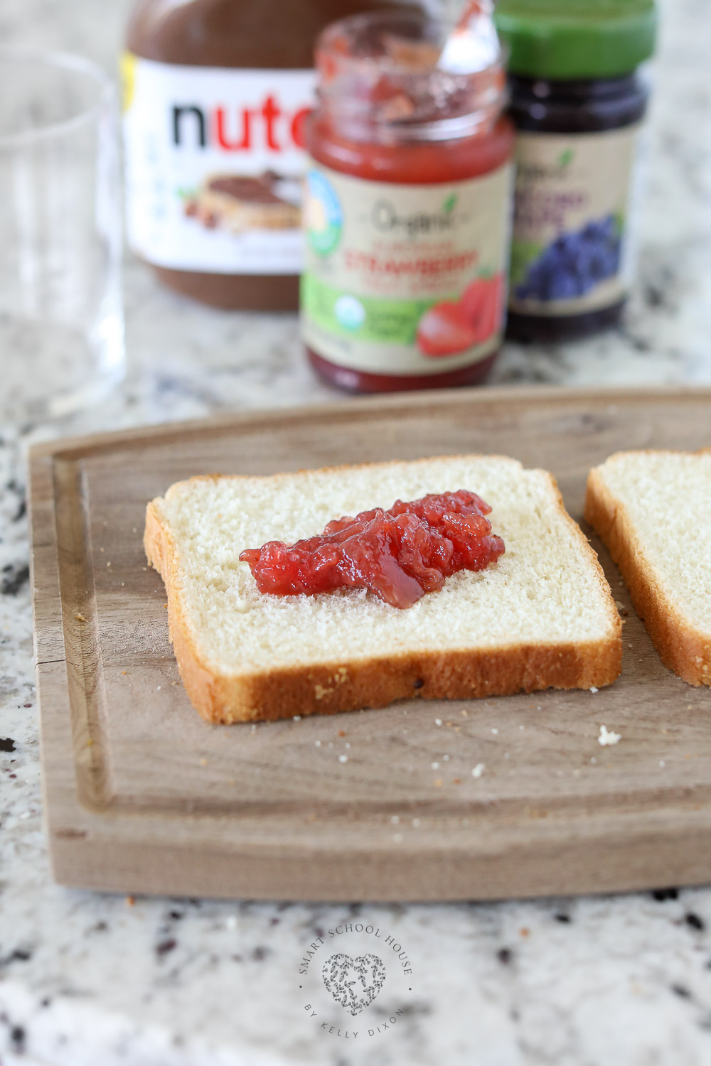 Strawberry jelly on bread
