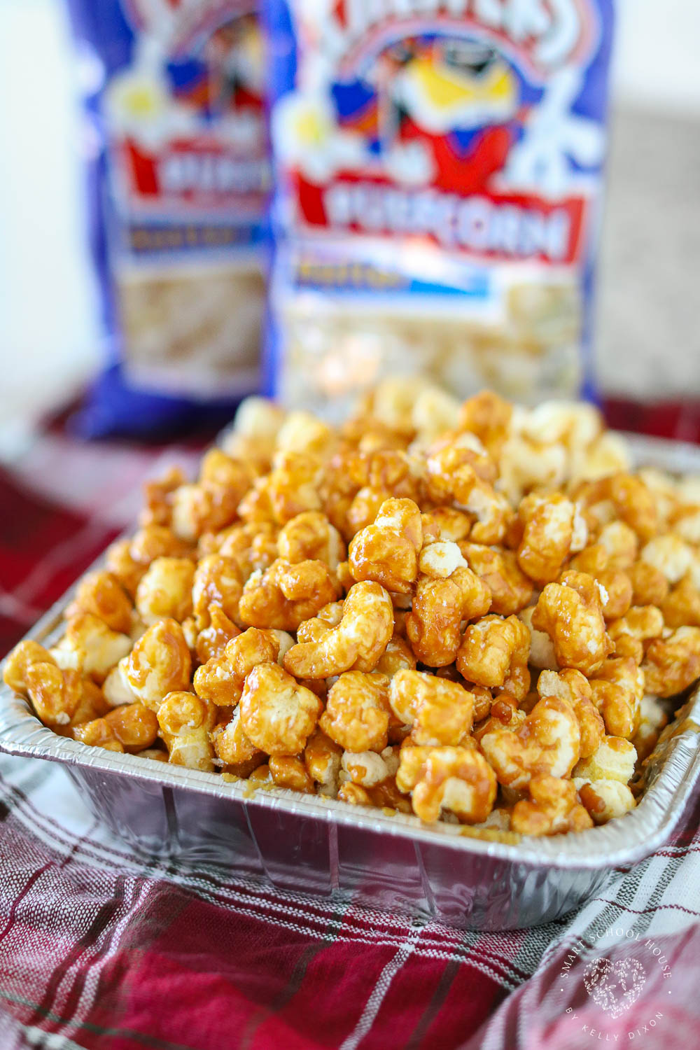 This Caramel Puff Corn Recipe has bigger kernels and more butter flavor than regular caramel corn - Great for movie night or homemade gifts!