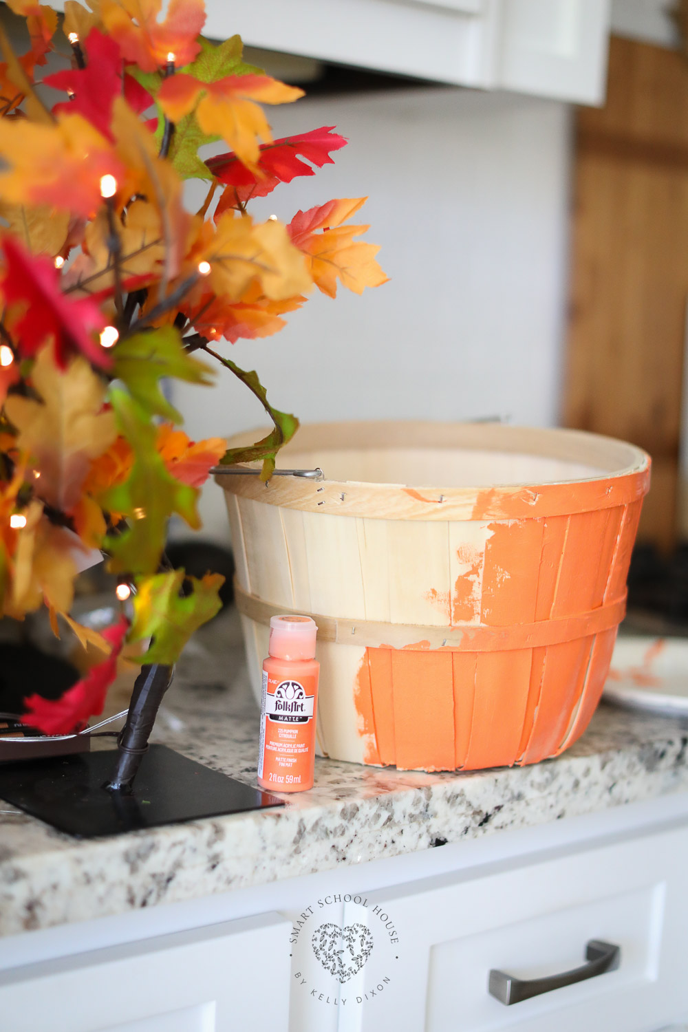 Painting the basket orange