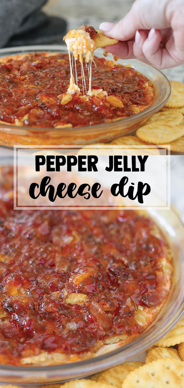 Pepper Jelly Cheese Dip is a warm appetizer served with butter crackers! Great for a crowd! This easy appetizer recipe uses simple ingredients that have the best flavor when combined.