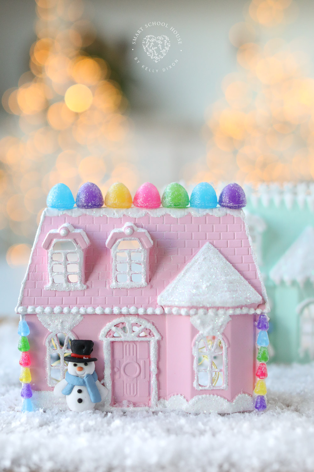Pink gingerbread doll house for Christmas 