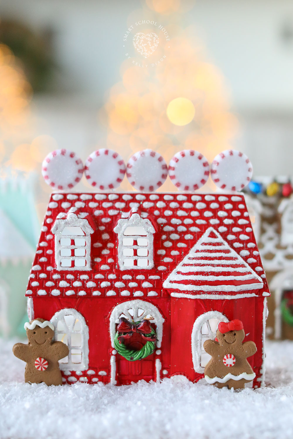 Red brick gingerbread doll house for Christmas