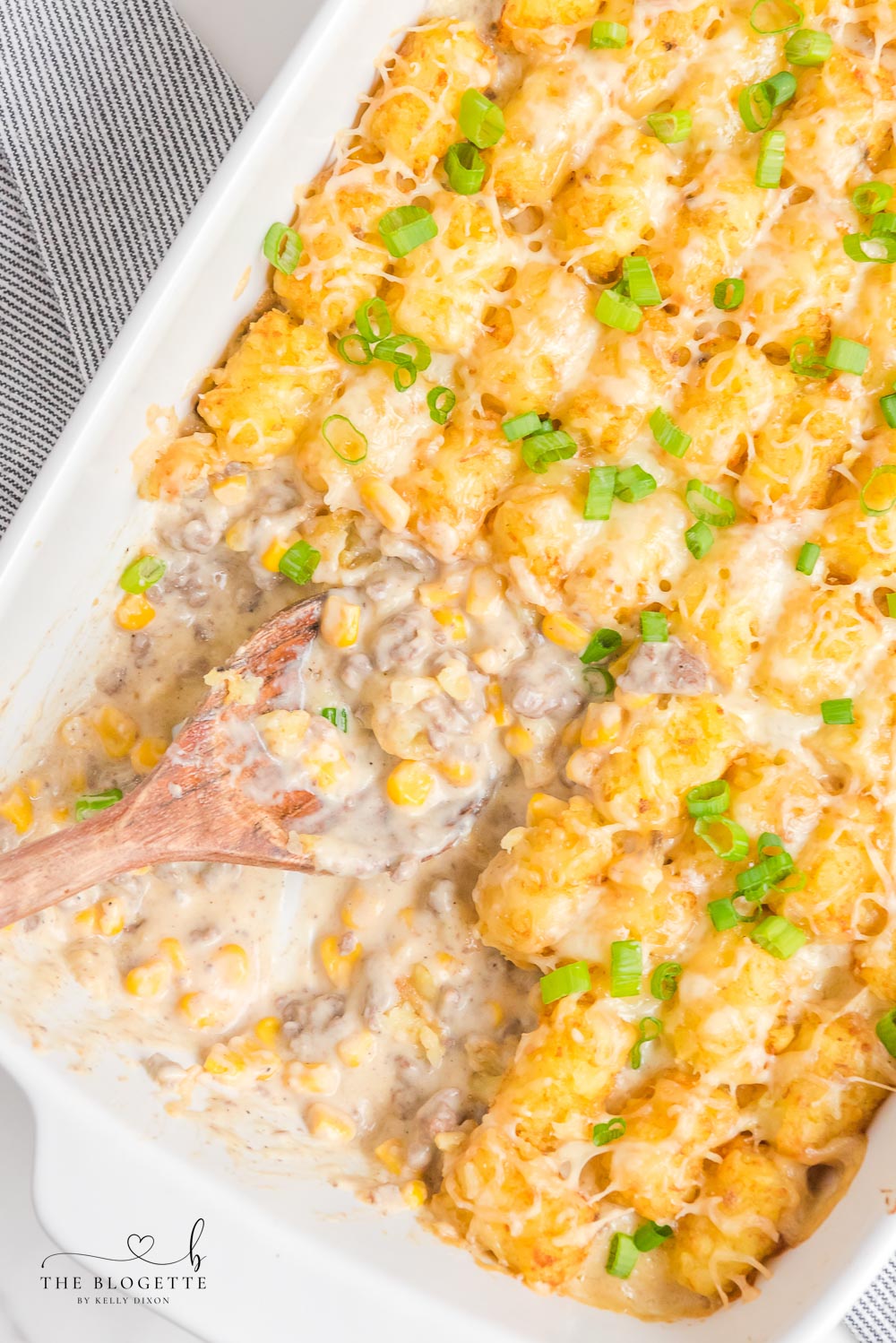 A classic comfort dish made with seasoned ground beef, creamy sauce, and crispy tater tots baked on top. This casserole is cozy, filling, and always a hit.