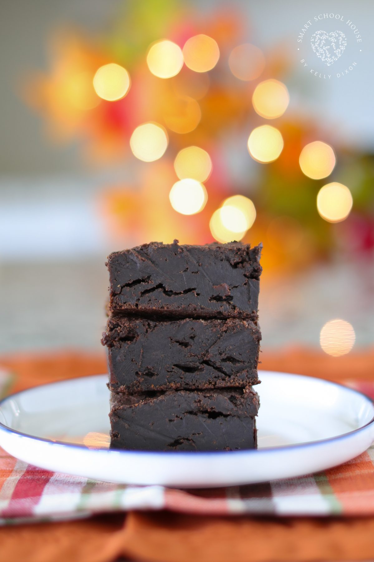 fudgy pumpkin brownies made with brownie mix
