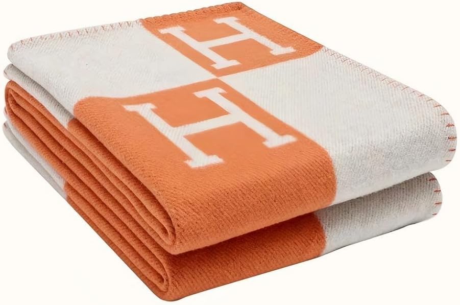Orange and Cream Lettered Throw Blanket