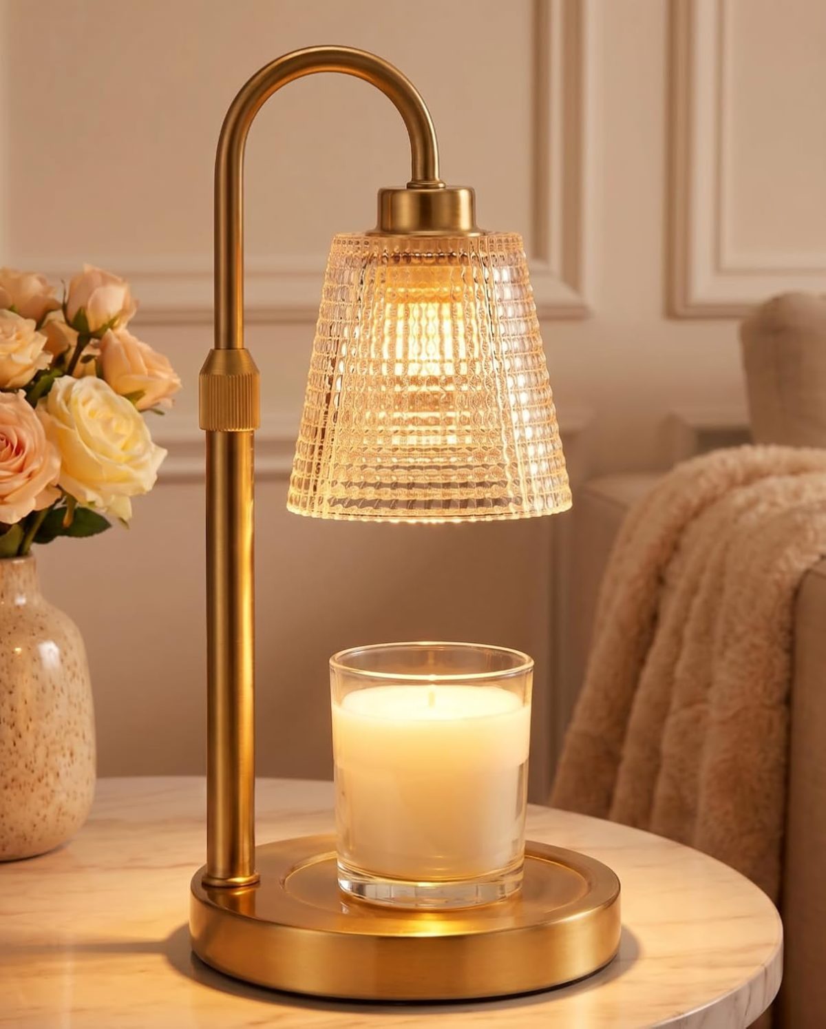 Gold-Tone Candle Warmer Lamp