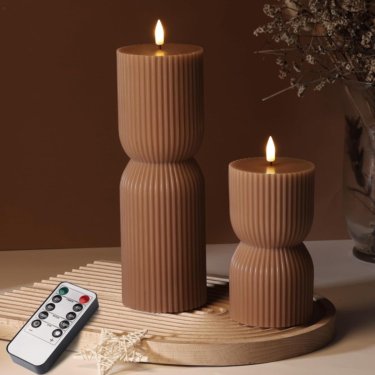 Sculptural Ribbed Flameless Candles
