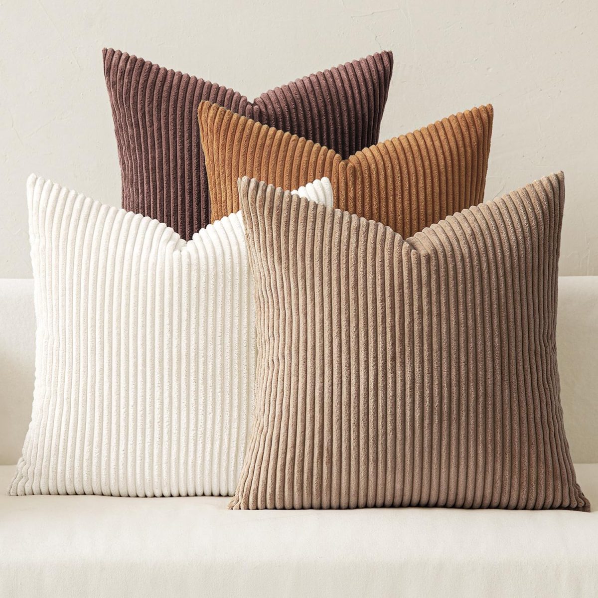 Neutral Ribbed Pillow Accents