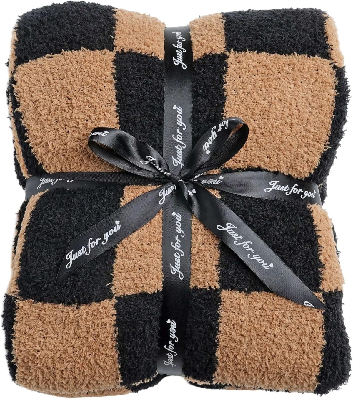 Black and Caramel Checkerboard Throw