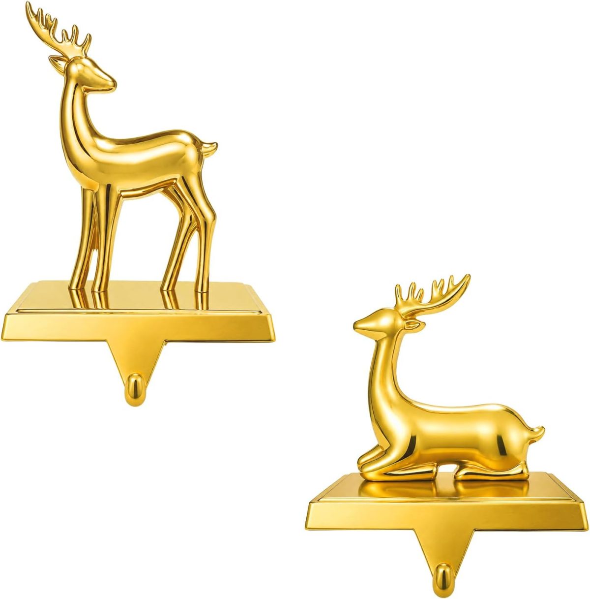 Gold Reindeer Stocking Holders