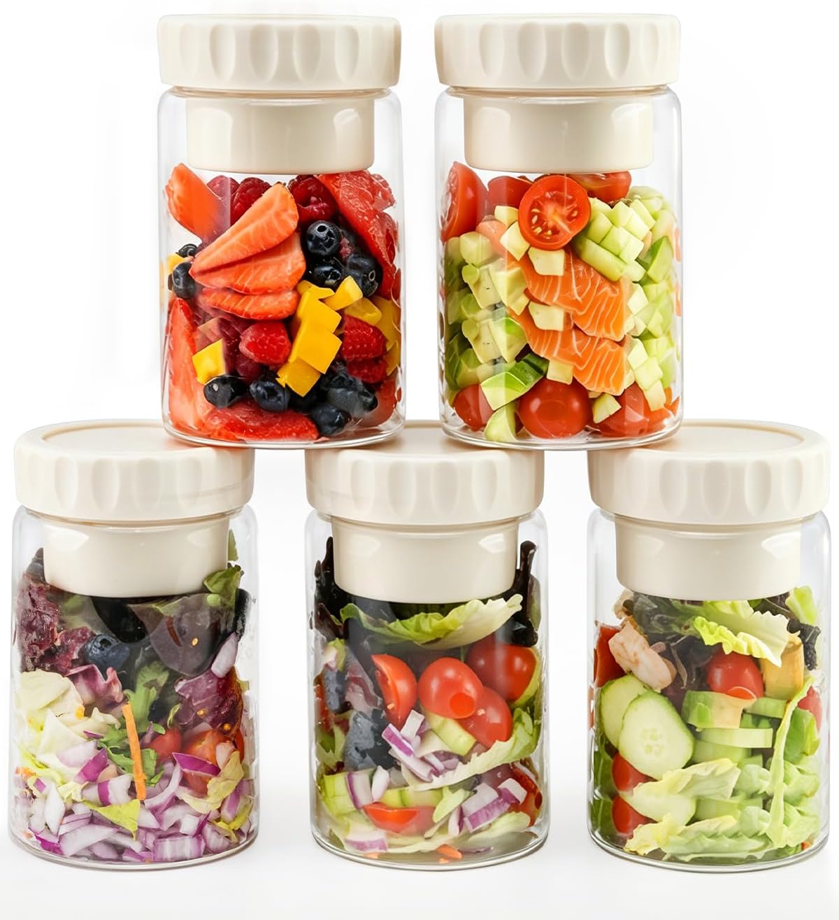 Salad Prep Jars with Dressing Cups