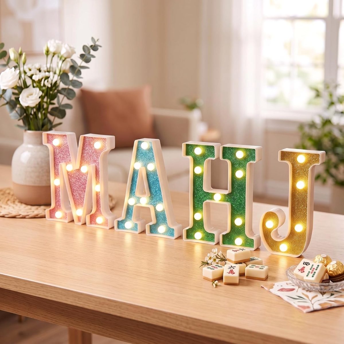 Light-Up “MAHJ” Letters