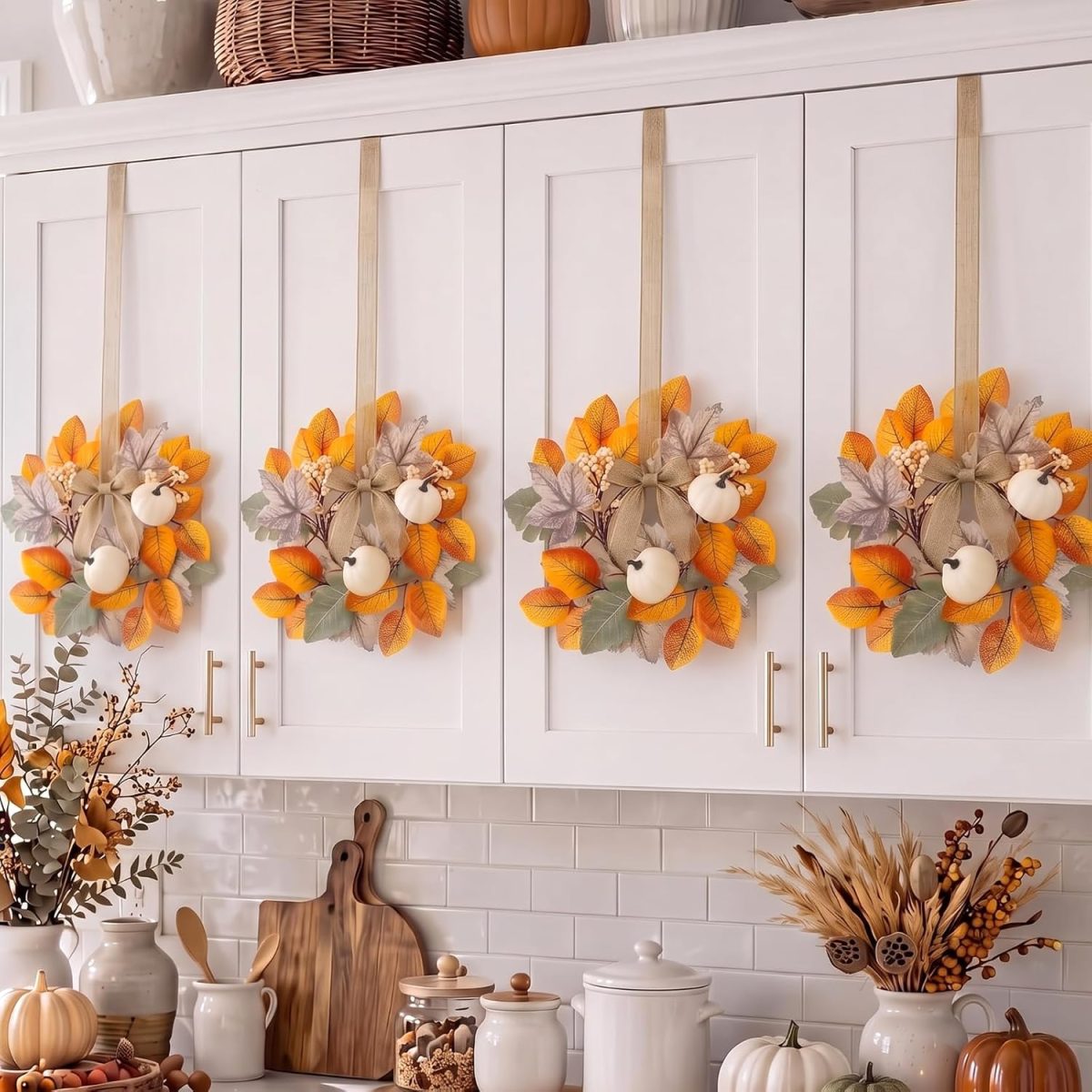 Mini Fall Cabinet Wreaths
