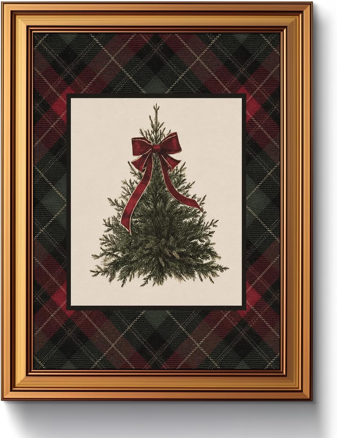 Christmas Tree Artwork with a Plaid Border