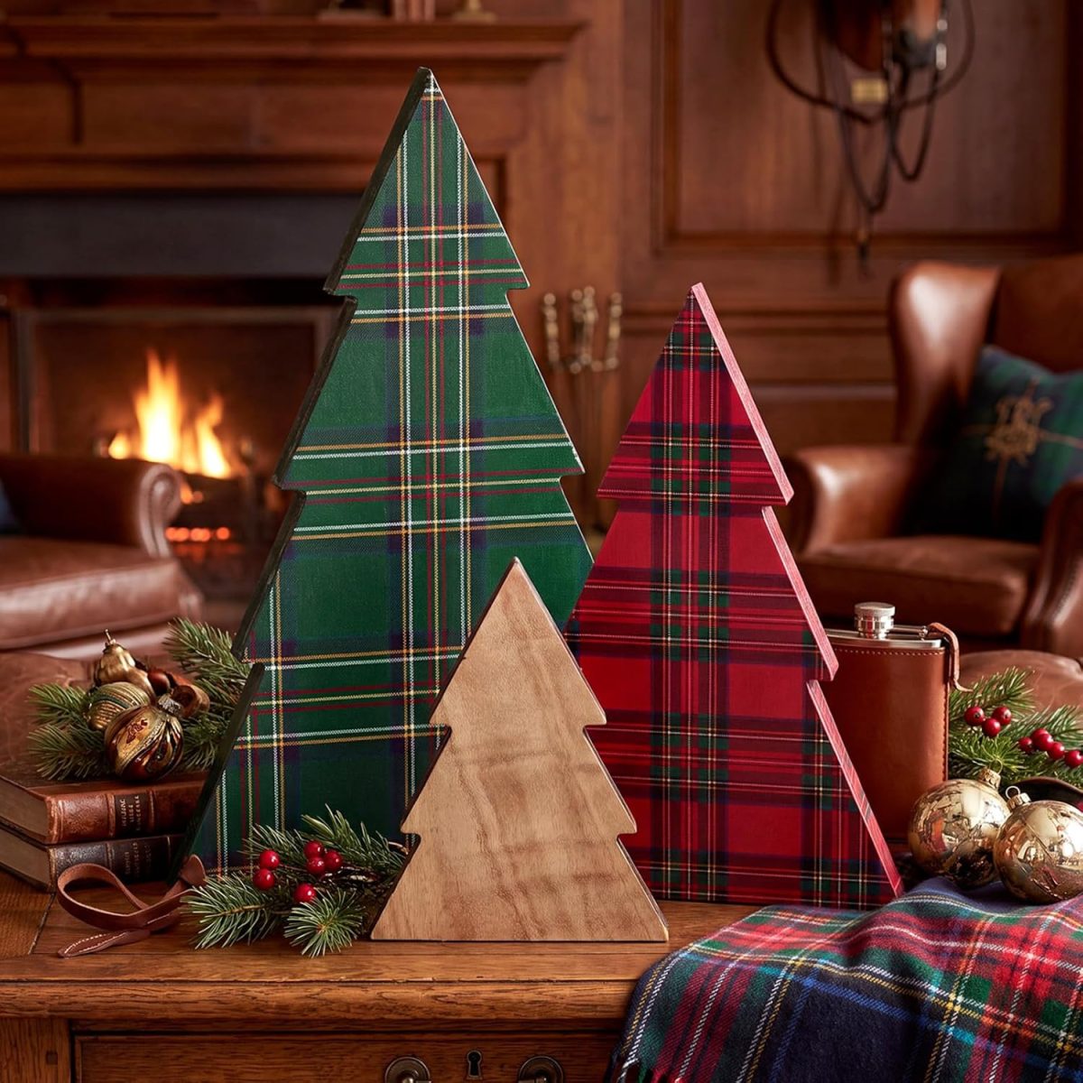 Plaid Tabletop Christmas Trees